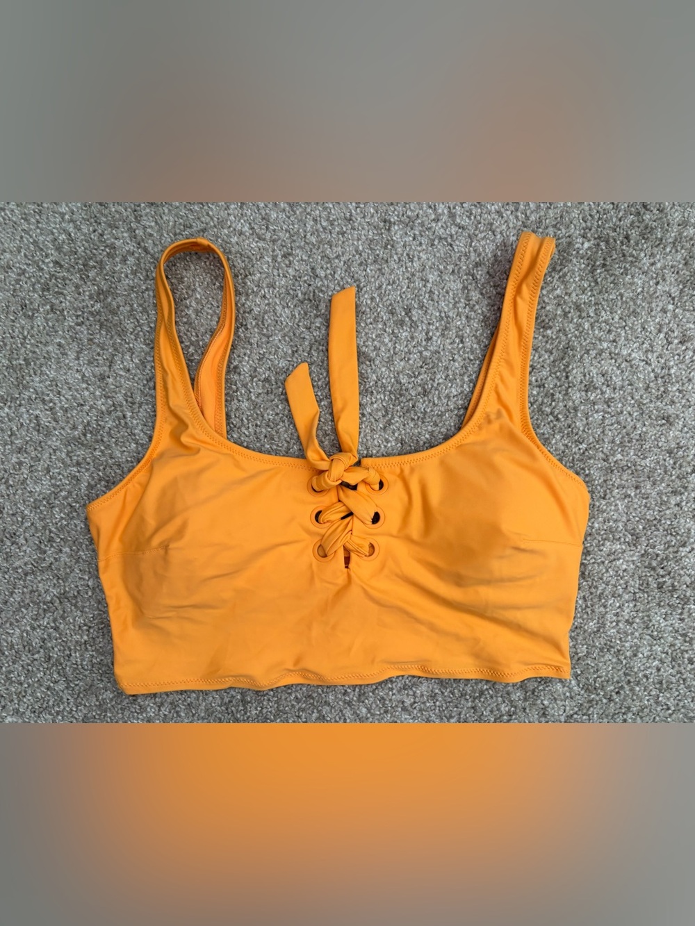 Aerie Bright Orange Lace-Up Cropped Swim Top